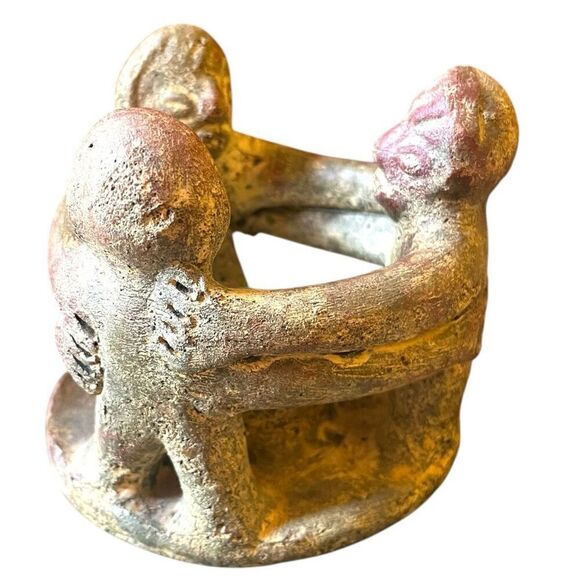 Circle of Friends Folk Art Aztec Mayan Pottery 3 Men - Picture 4 of 6